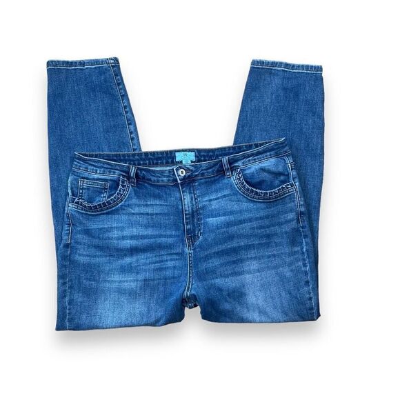 CeCe Plus Sized High Waist Frill Pocket Straight Leg Jeans Sz 20 W - Picture 3 of 12